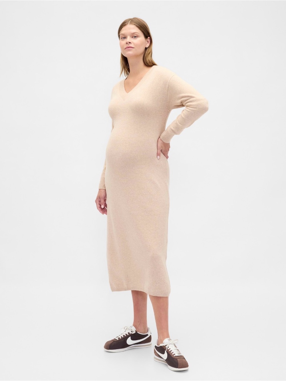 Maternity cashsoft v neck sweater dress XS